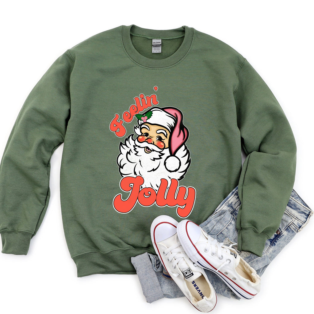 Feeling Jolly Retro Santa Christmas Holiday Cheer Special Edition Vintage Style Sweatshirt