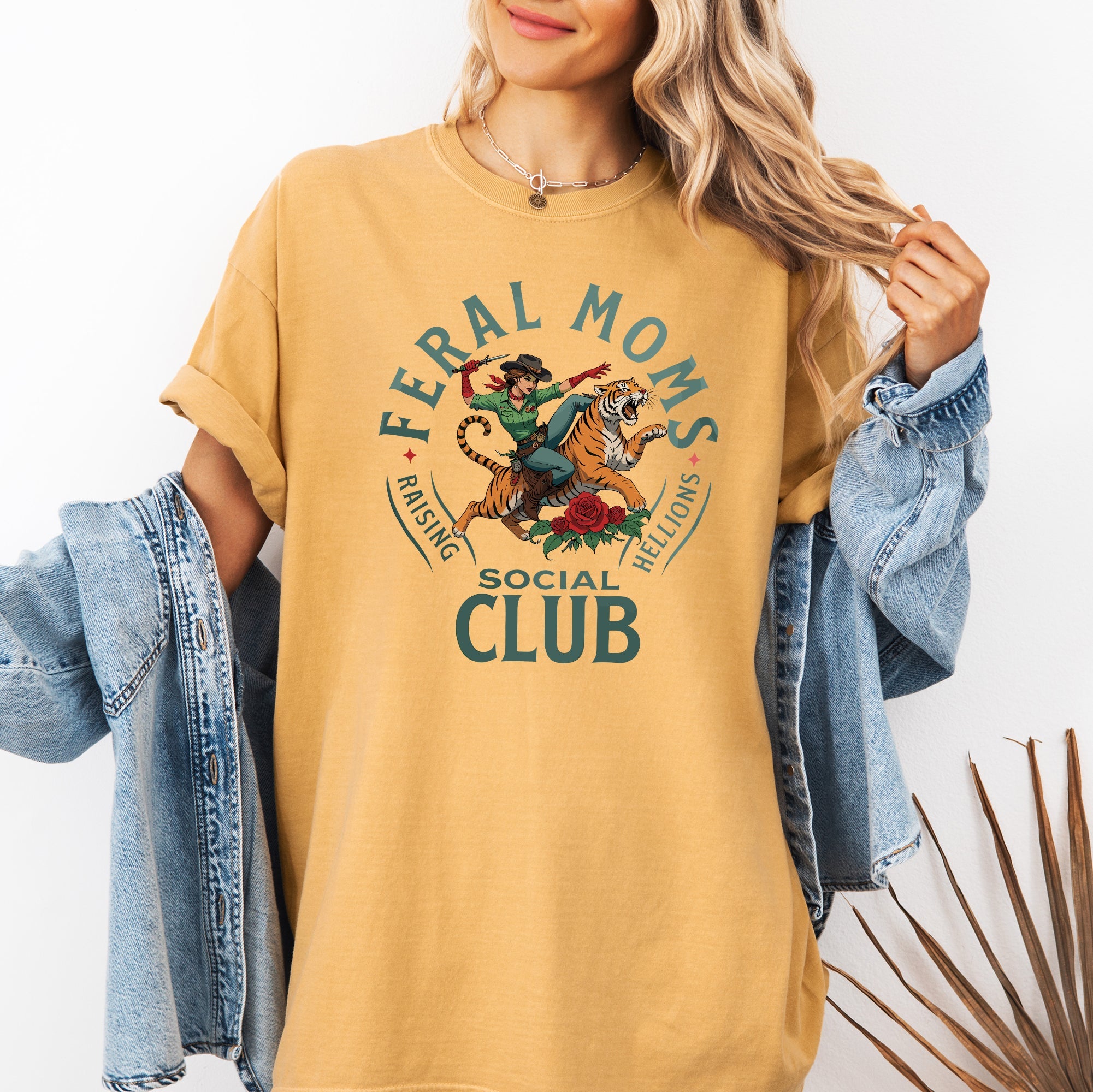 Feral Mom's Social Club Raising Hellions Tiger Mother's Day Limited Edition Comfort Colors Tee