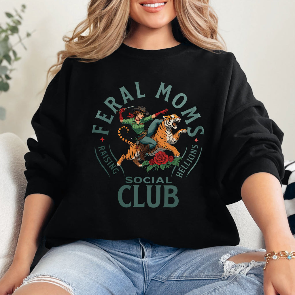 Feral Mom's Social Club Raising Hellions Tiger Mother's Day Edition Graphic Sweatshirt