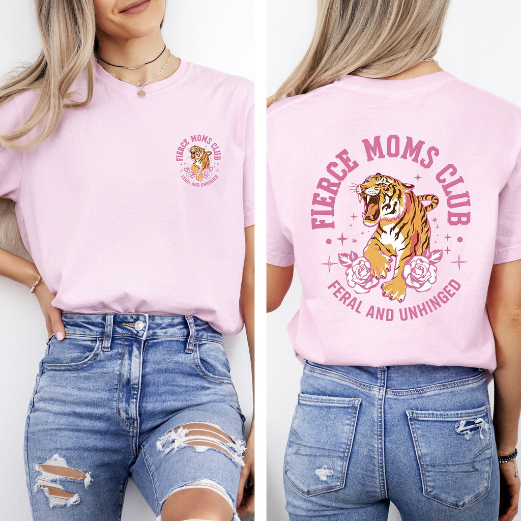 Feral Moms Club Tiger Front And Back Print Mother's Day Limited Edition Comfort Colors Tee