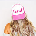 Feral, Sassy, Funny Bright Pink Limited Edition Super Premium Snapback Trucker Hat