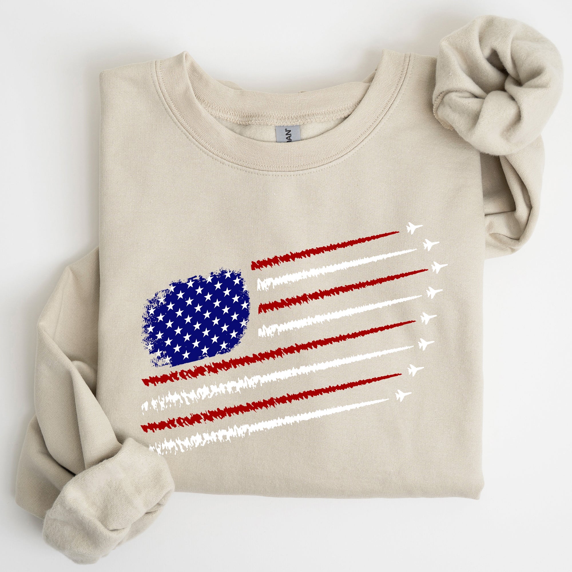 Fighter Jets Navy Air Force American Flag Graphic Premium Cozy Warm Fleece Patriotic Military Pride Edition Sweatshirt