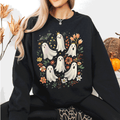 Floral Ghosts Beautiful Halloween Coquette Girly Autumn Fall Gothic Charm Sweatshirt