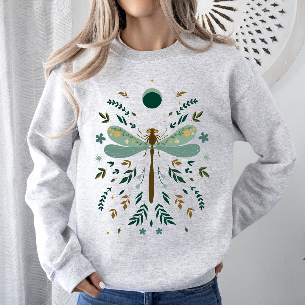 Floral Night Sky, Dragonfly, Moon, And Blooms Celestial Garden Limited Edition Sweatshirt