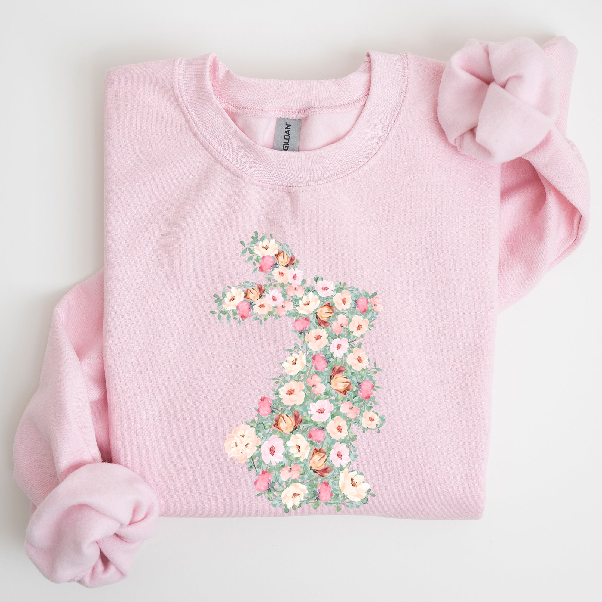 Floral Print Rabbit, Bunny, Easter Seasonal Springtime Floral Pattern With Delicate Bunny Motif Sweatshirt
