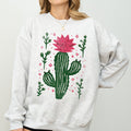 Flowering Desert Cactus and Succulent Plants Cowgirl Western Floral Motif Sweatshirt