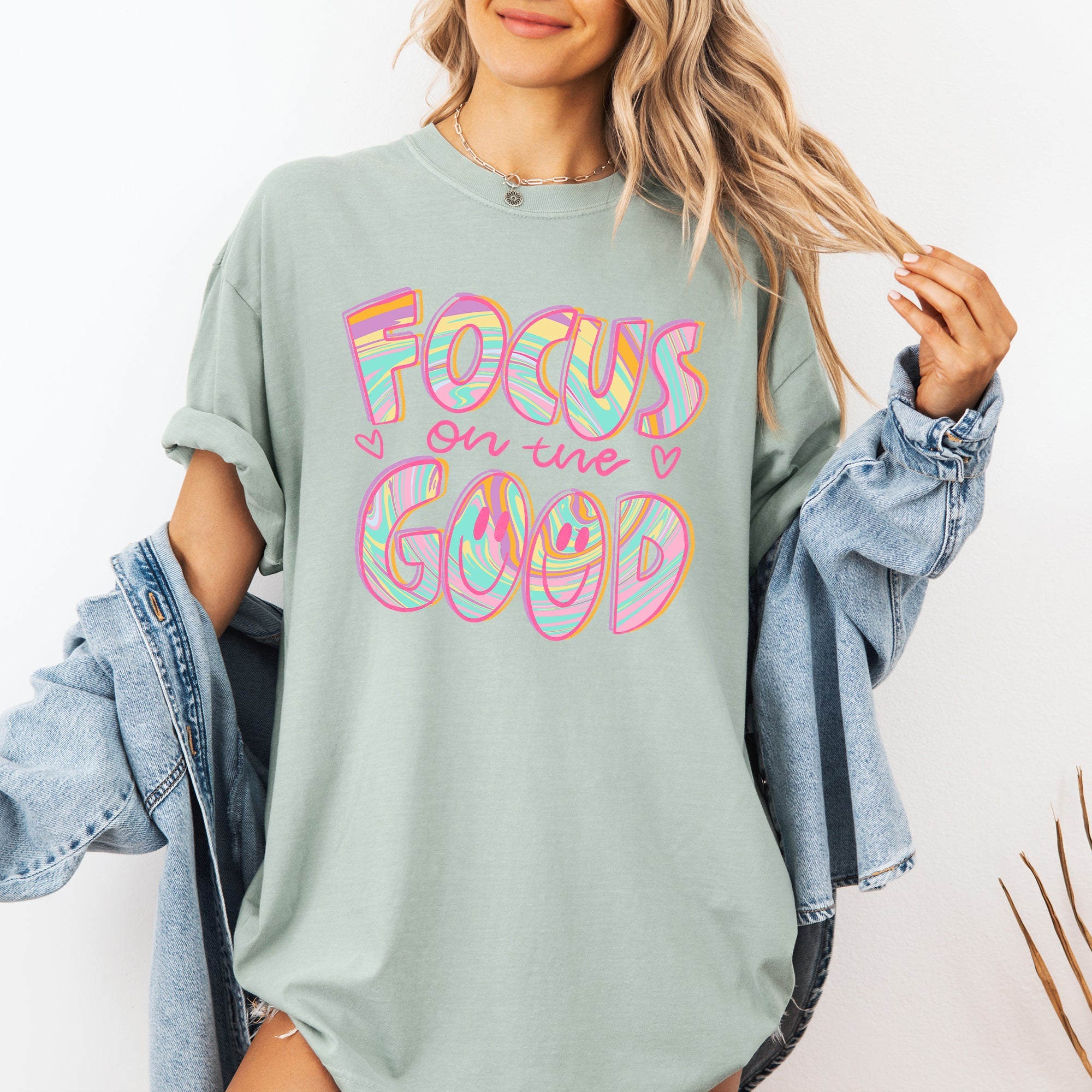 Focus On The Good Retro Groovy Positivity Mental Health Vibes For Everyday Mindset Uplift Comfort Colors Tee