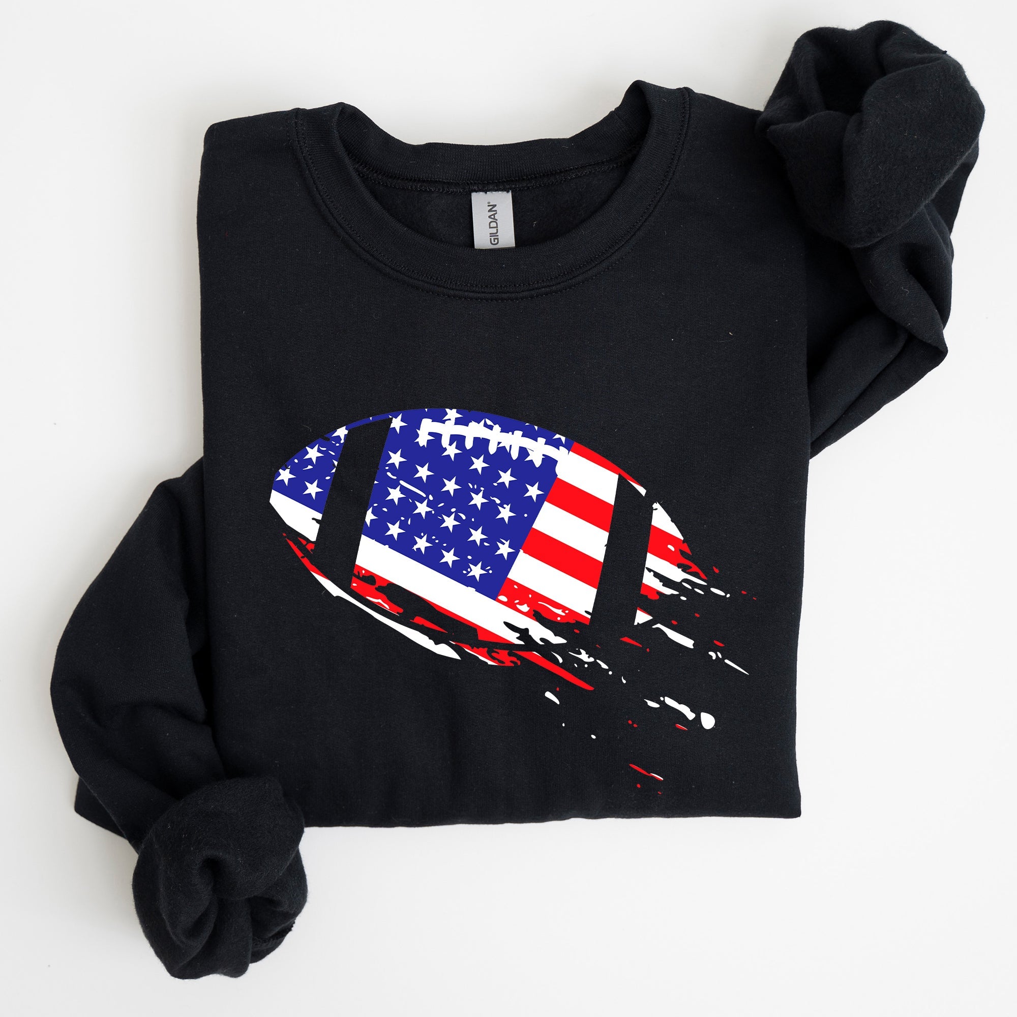 Patriotic American Flag Football Emblem For Fans Of The Game And Proud To Represent Country Sweatshirt