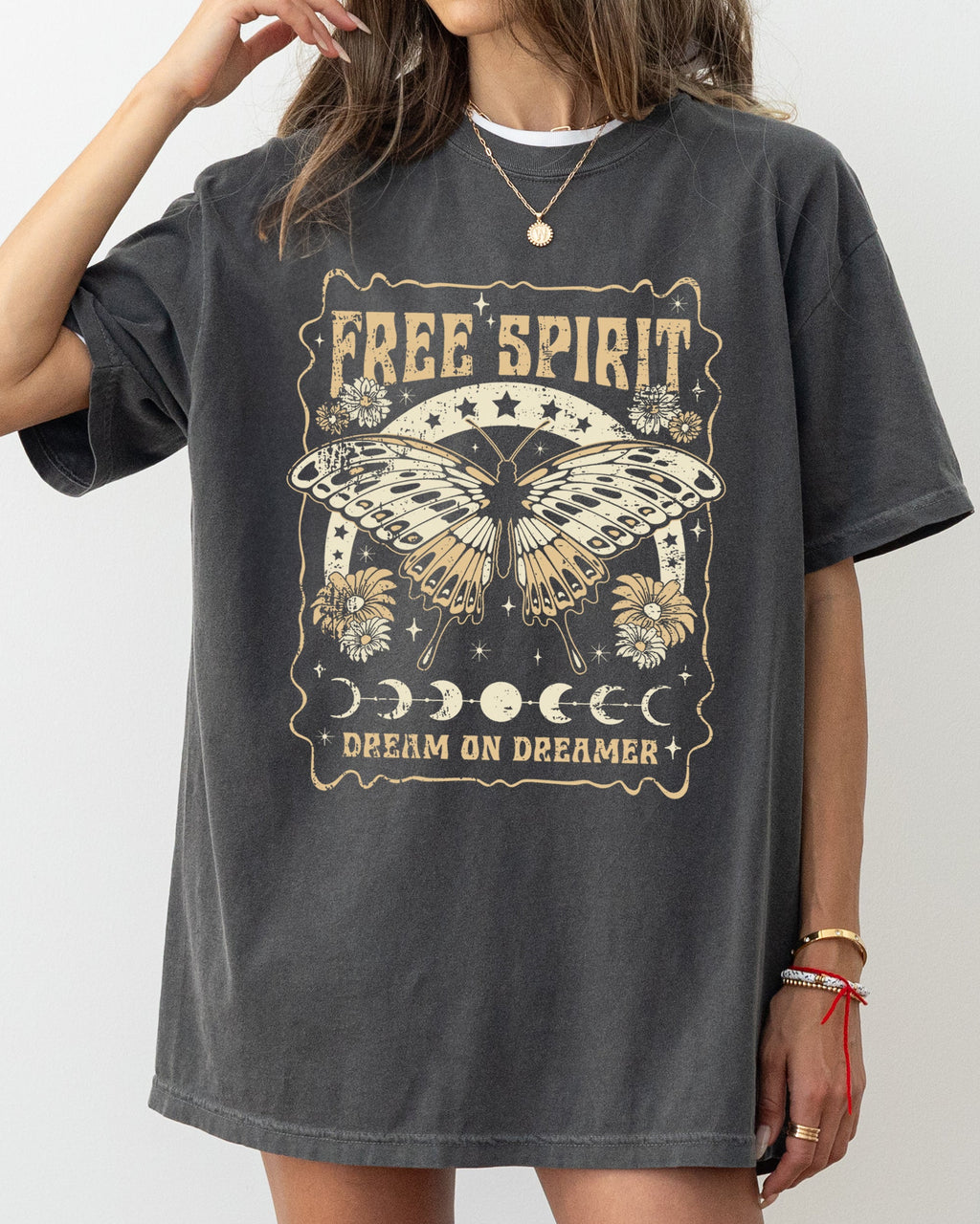 Free Spirit, Dream On Dreamer, Hippie, Psychedelic, Butterfly Comfort Colors Tee