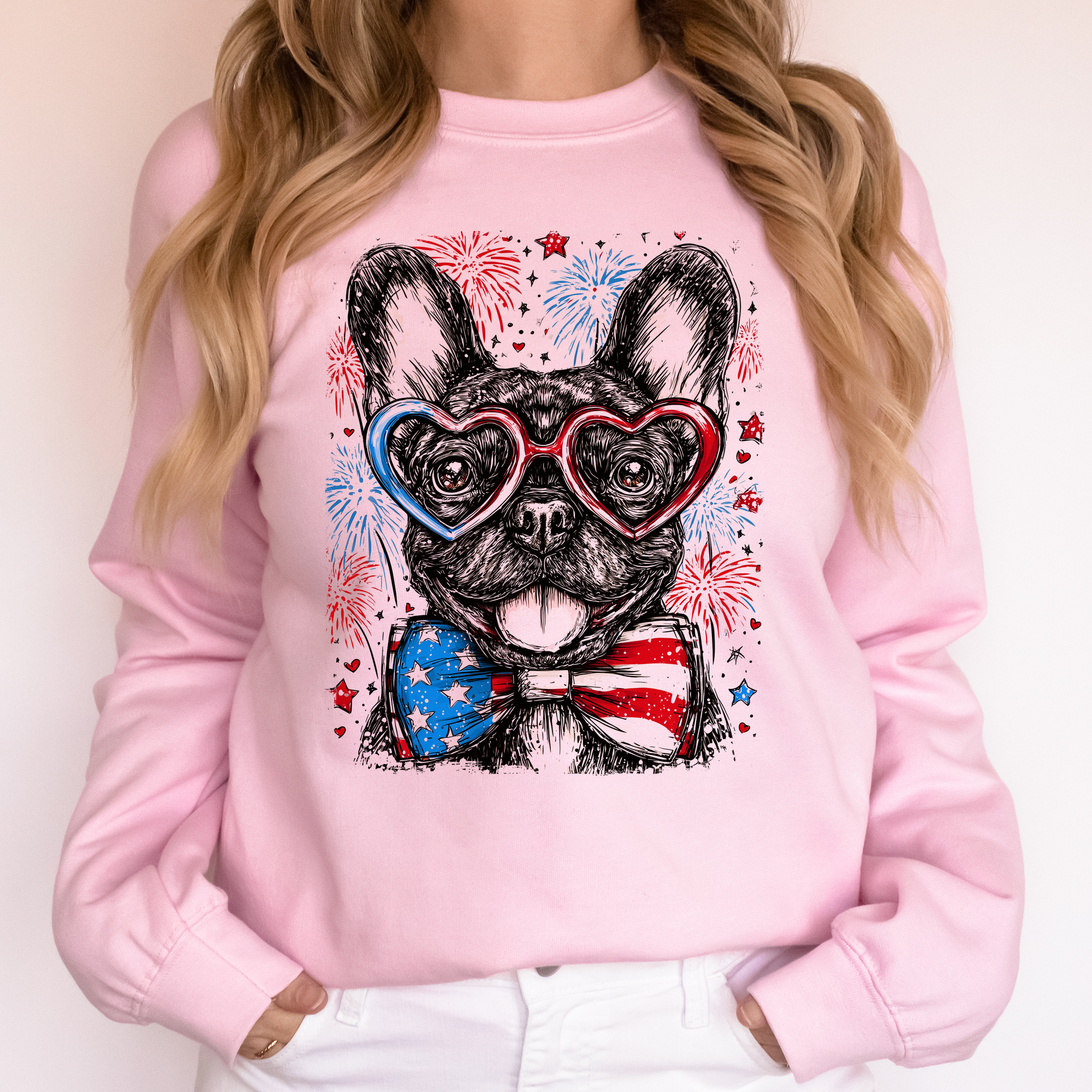 French Bulldog Patriotic USA Fourth Of July Pet Lover American Flag Inspired Sweatshirt