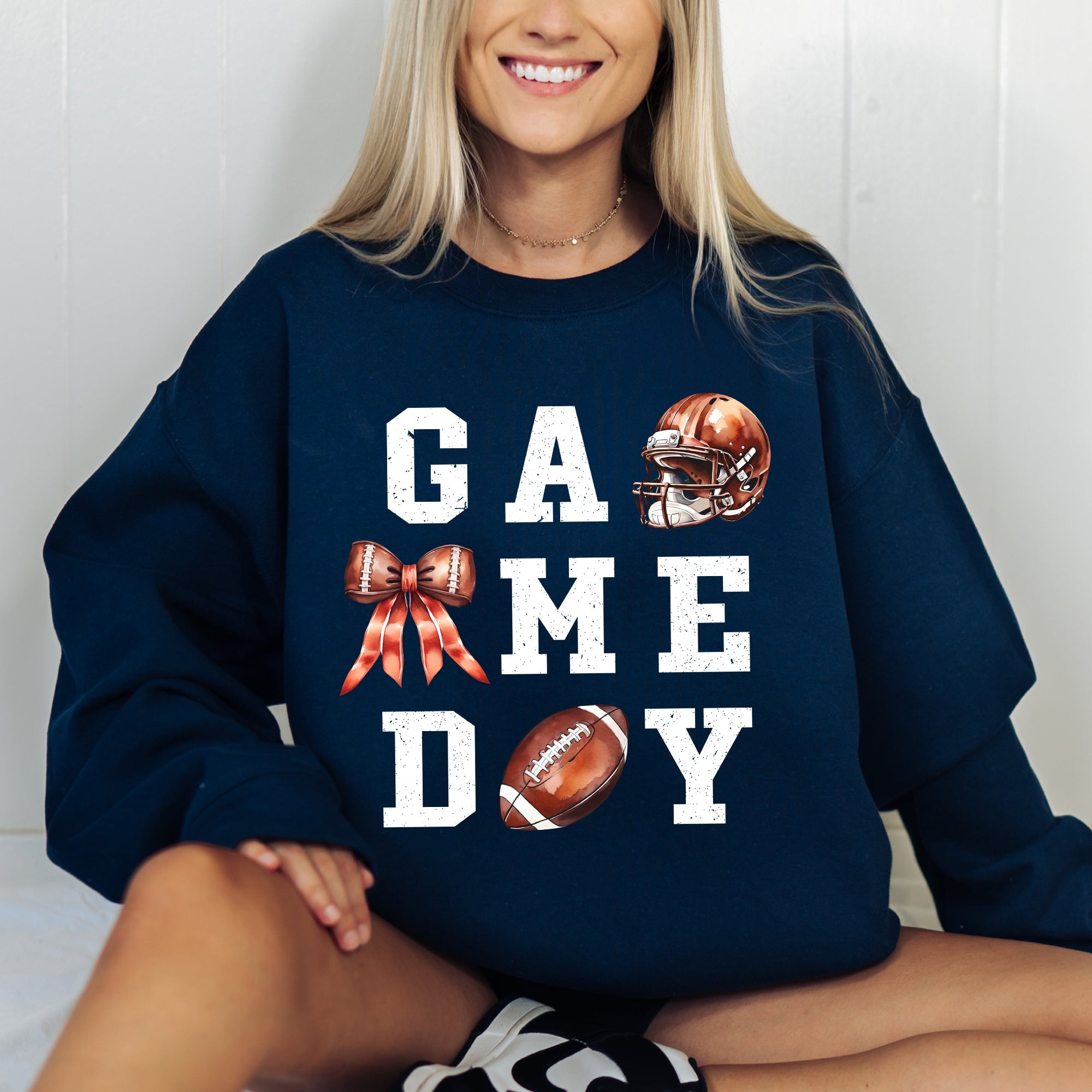 Game Day Coquette Ribbon Girly Football Sports Big Game Touchdown Tailgate Party Sweatshirt