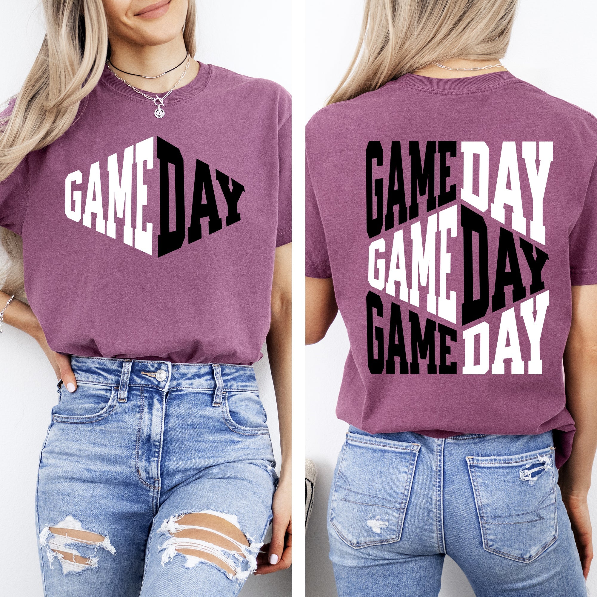 Game Day Front And Back Cheer Football Sports Big Game Touchdown Tailgate Party Comfort Colors Tee