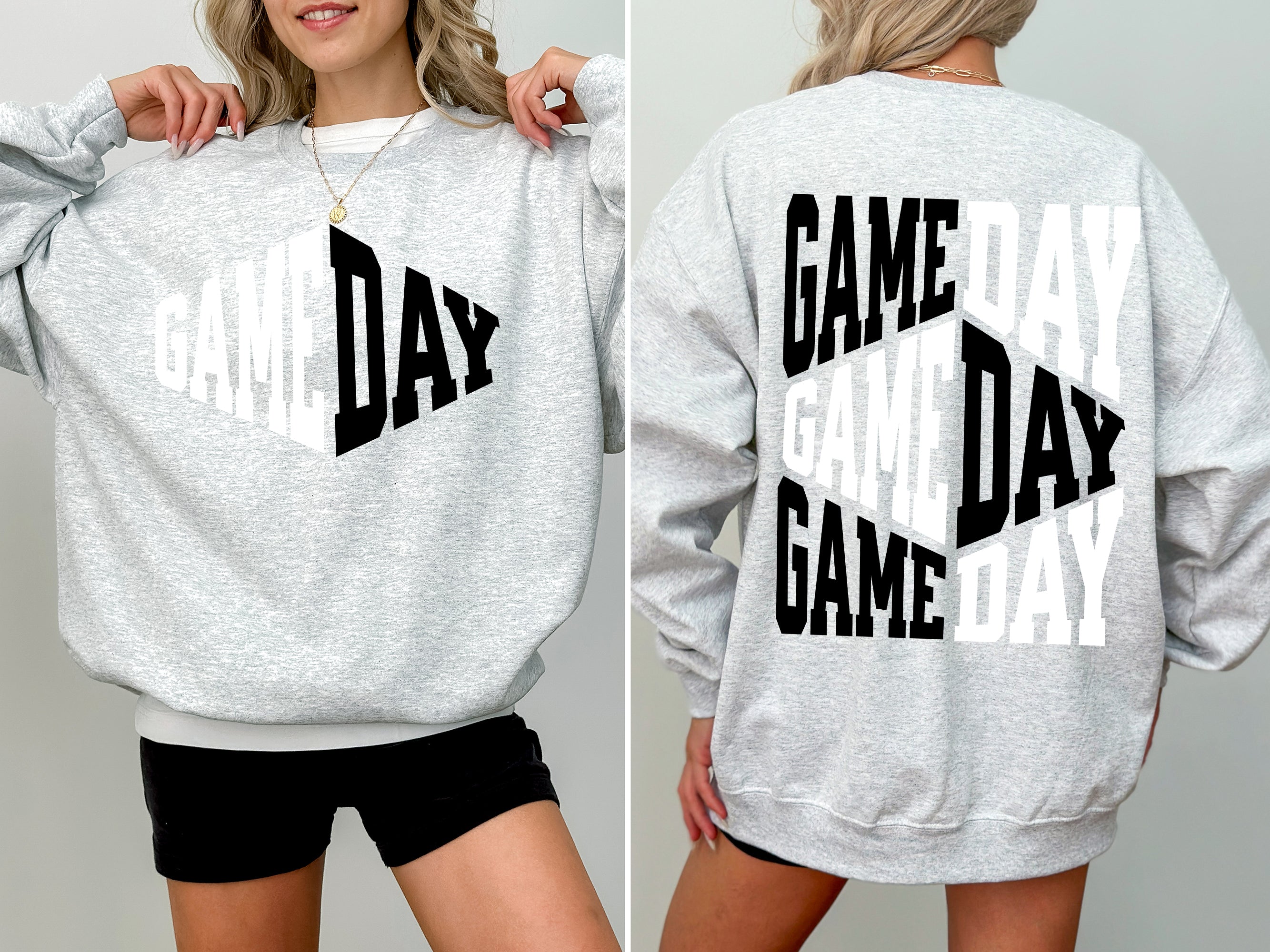 Game Day Front And Back Cheer Football Big Game Tailgate Party Team Spirit Sweatshirt