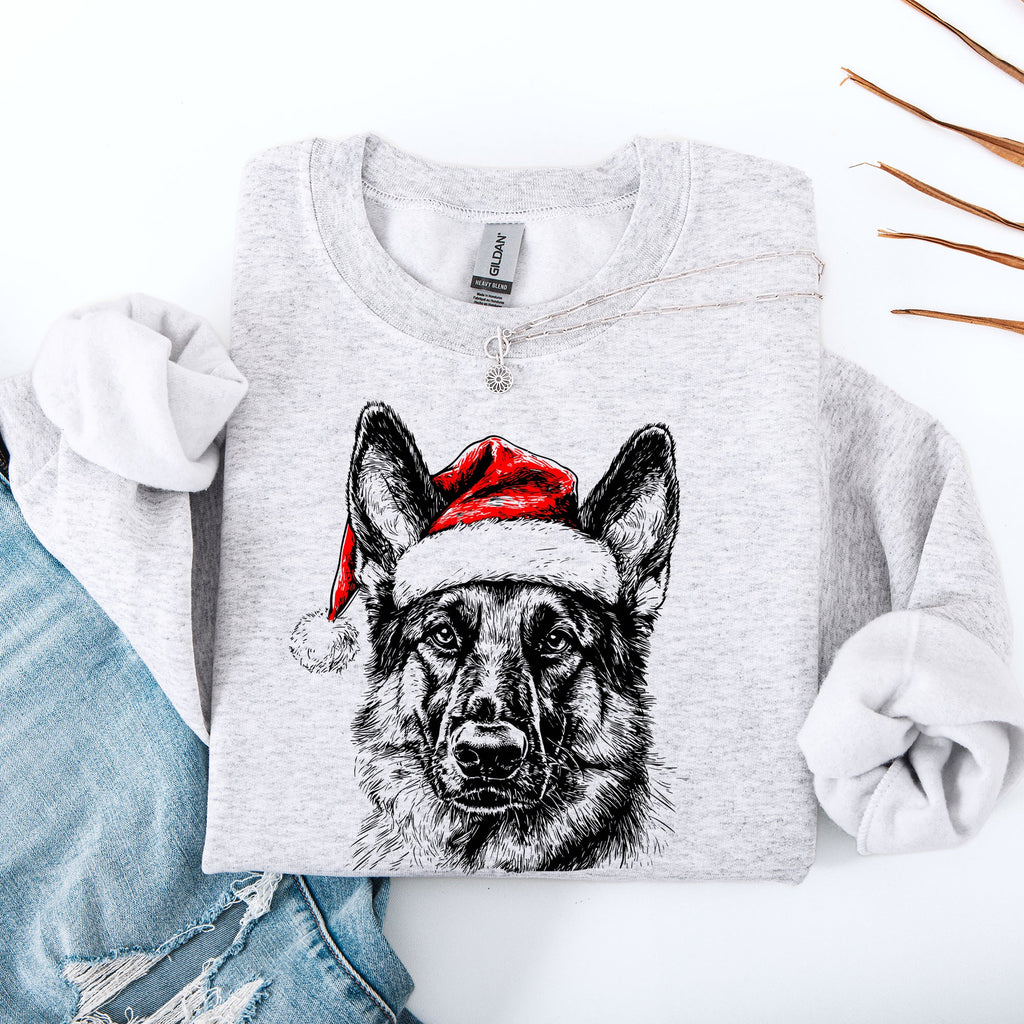 German Shepherd Santa Claus Christmas Dog Lover Festive Holiday Design Sweatshirt