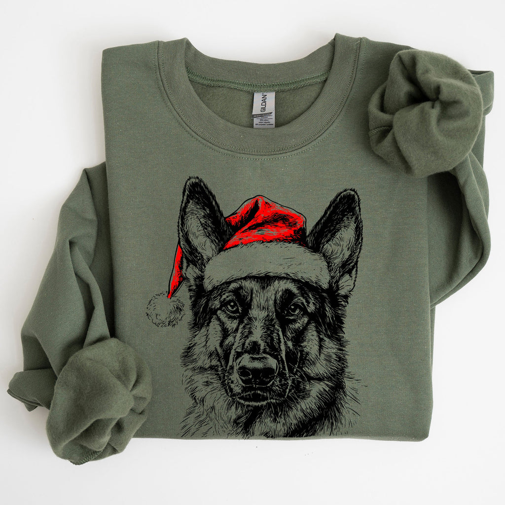 German Shepherd Santa Claus Christmas Dog Lover Festive Holiday Design Sweatshirt