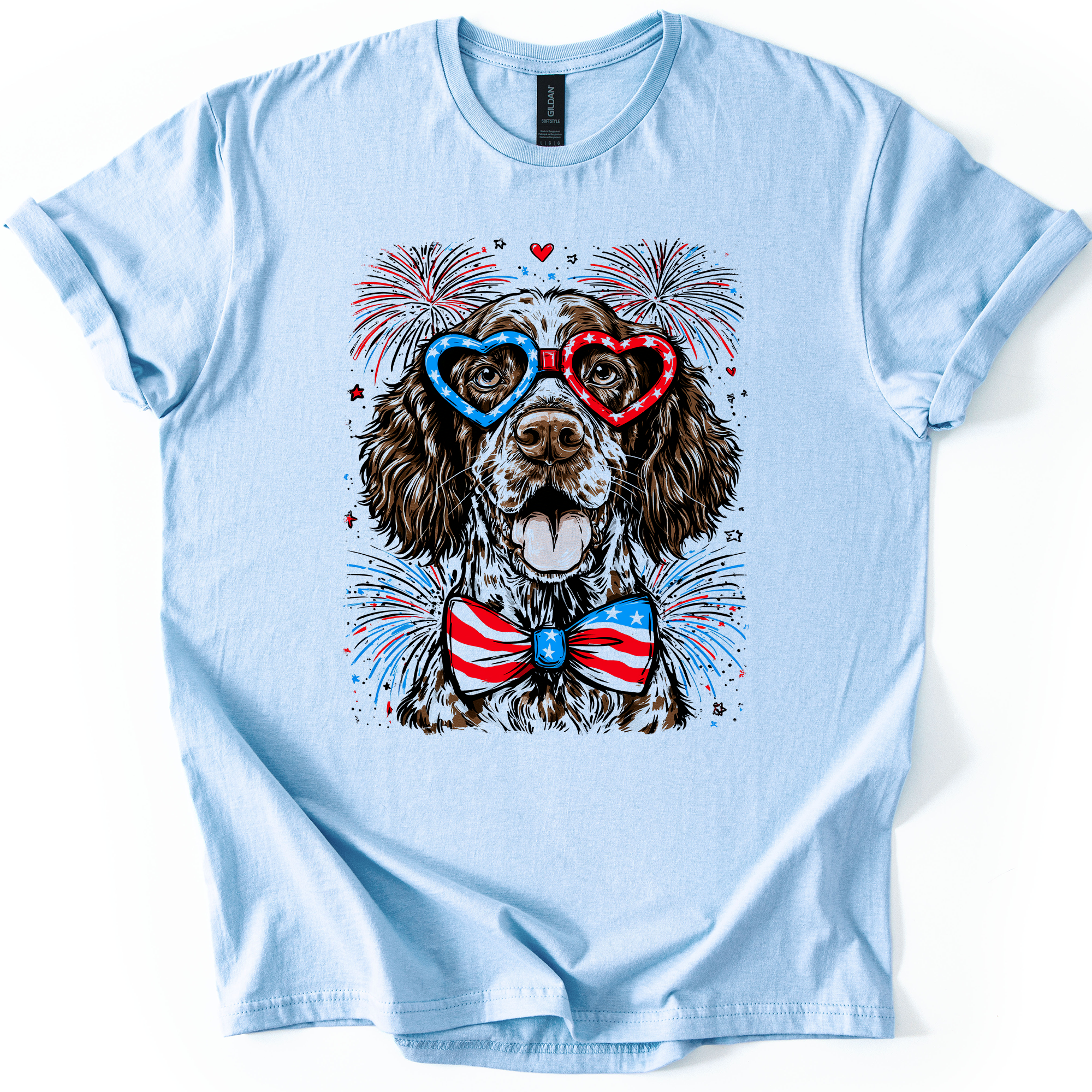 German Shorthaired Pointer Patriotic Dog USA American Flag Fourth Of July Graphic Tee