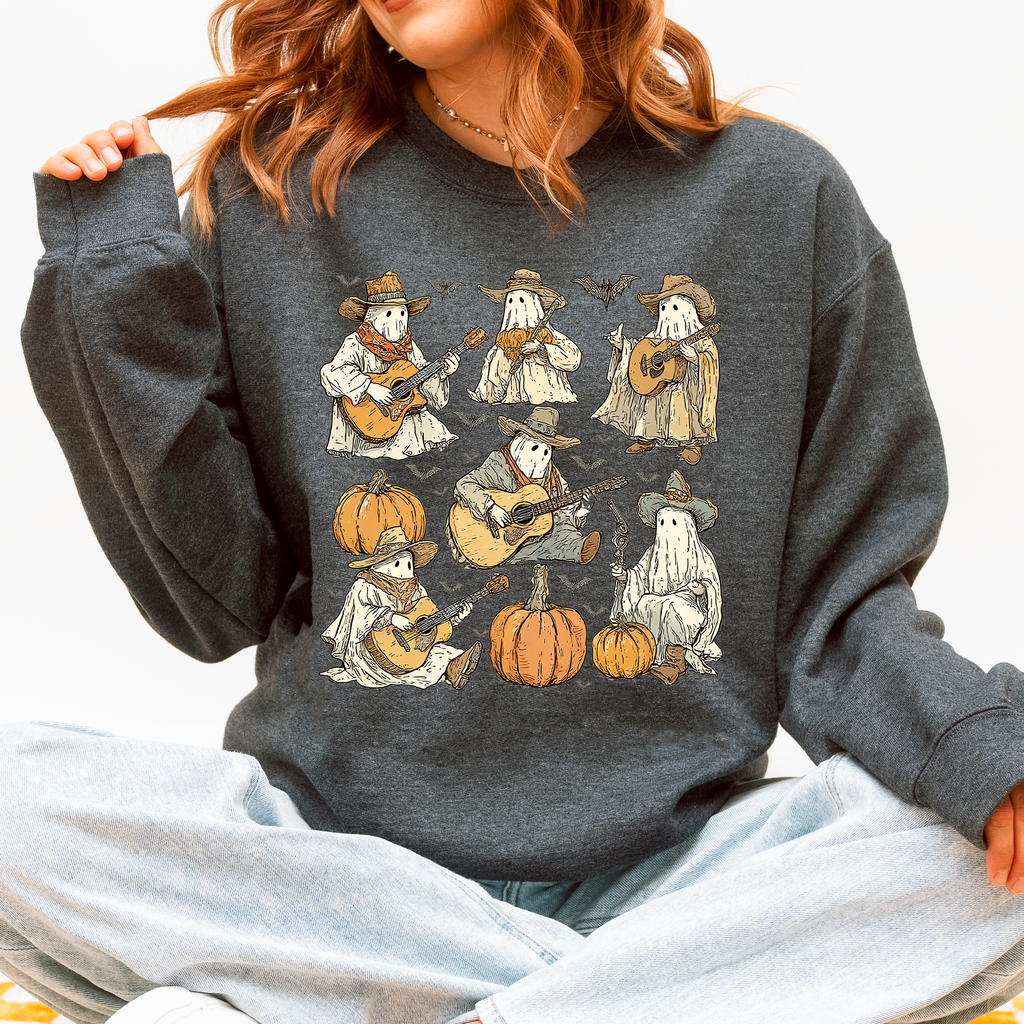Ghost Cowboys Halloween Bats Spooky Gothic Nightfall Collection Limited Edition Sweatshirt