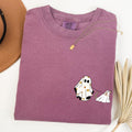 Ghost Walking Dog Pocket Print Animal Lover Halloween Classic Comfort Colors Tee
