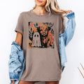 Ghost And Cow Autumn Halloween Spooky Fall Nighttime Charm Whimsical Boo Duo Graphic Tee