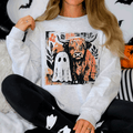 Ghost and Cow Cute Autumn Halloween Spooky Fall Cozy Nostalgic Seasonal Sweatshirt