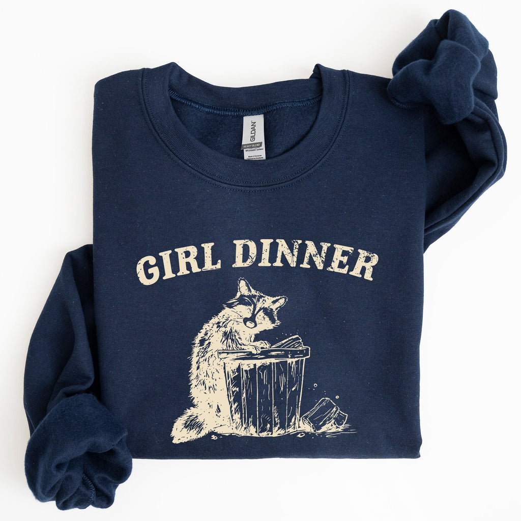 Girl Dinner Raccoon Meme Pop Culture Graphic Illustration In Internet Meme Style Sweatshirt