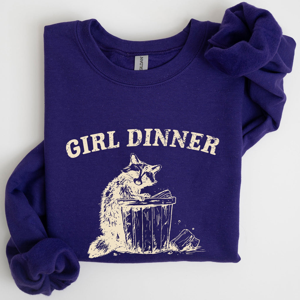 Girl Dinner Raccoon Meme Pop Culture Graphic Illustration In Internet Meme Style Sweatshirt