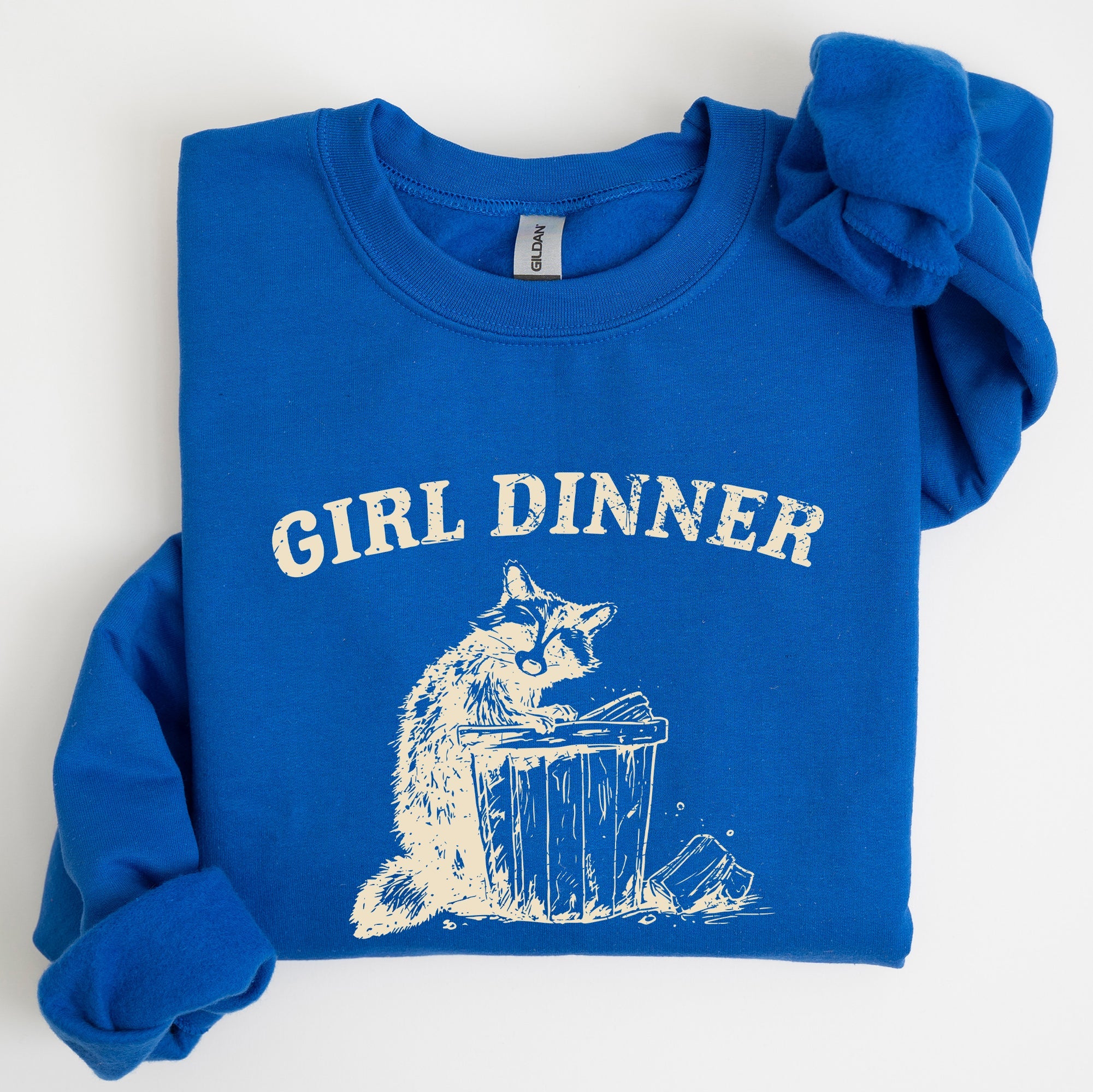 Girl Dinner Raccoon Meme Pop Culture Graphic Illustration In Internet Meme Style Sweatshirt