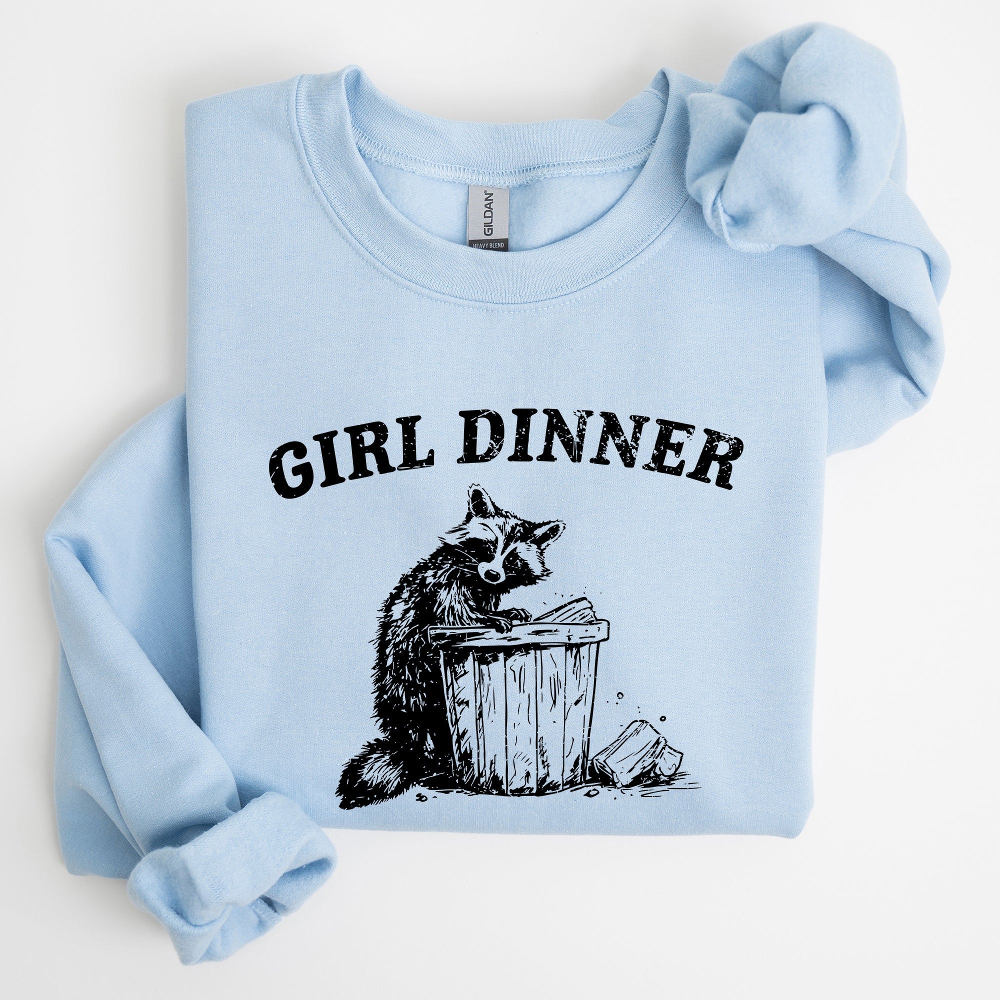 Girl Dinner Raccoon Meme Pop Culture Graphic Illustration In Internet Meme Style Sweatshirt