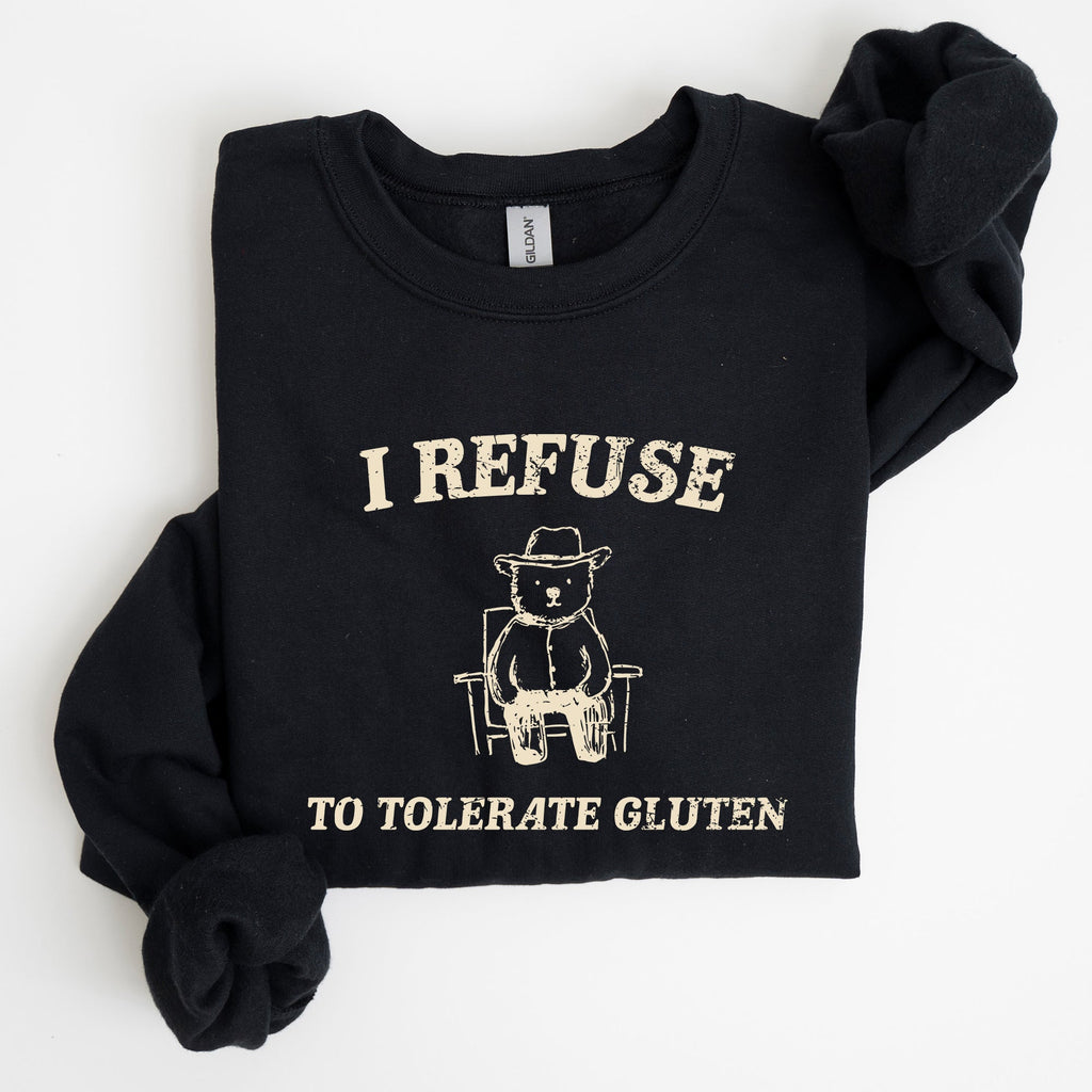 Gluten Bear Celiac Meme Humor Graphic Illustration Vintage Style Cozy Sweatshirt