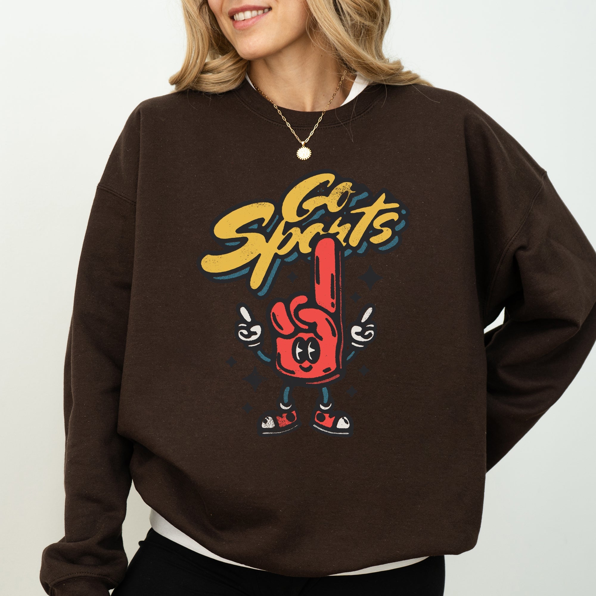Go Sports Foam Finger Funny Football Baseball Soccer Basketball Tailgate Party Sweatshirt