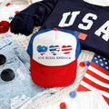 God Bless America Hearts Patriotic Embroidered USA Flag Patch American Pride Trucker Hat