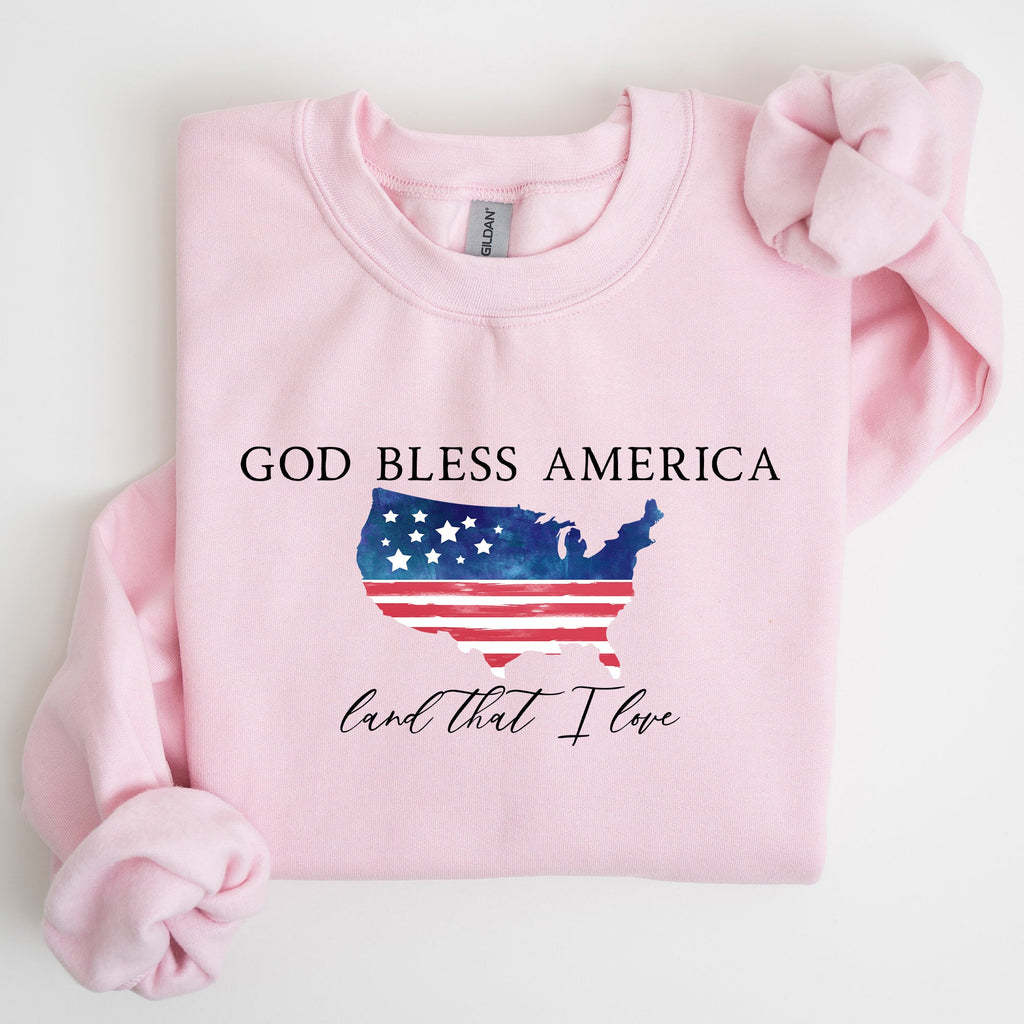 God Bless America, Land That I Love, USA Flag Premium Vintage Patriotic Graphic Sweatshirt