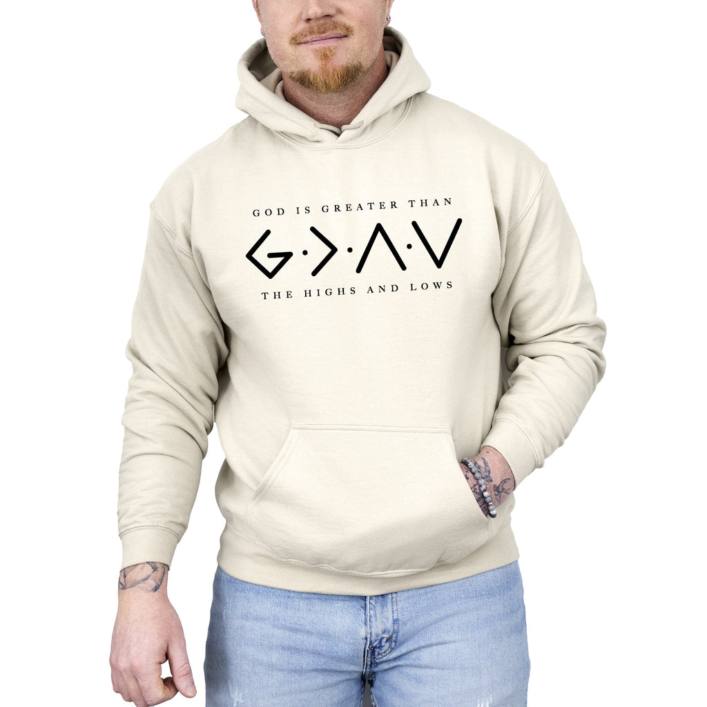God Is Greater Than The Highs And Lows Jesus Christian Faith Religious Gospel Hooded Sweatshirt