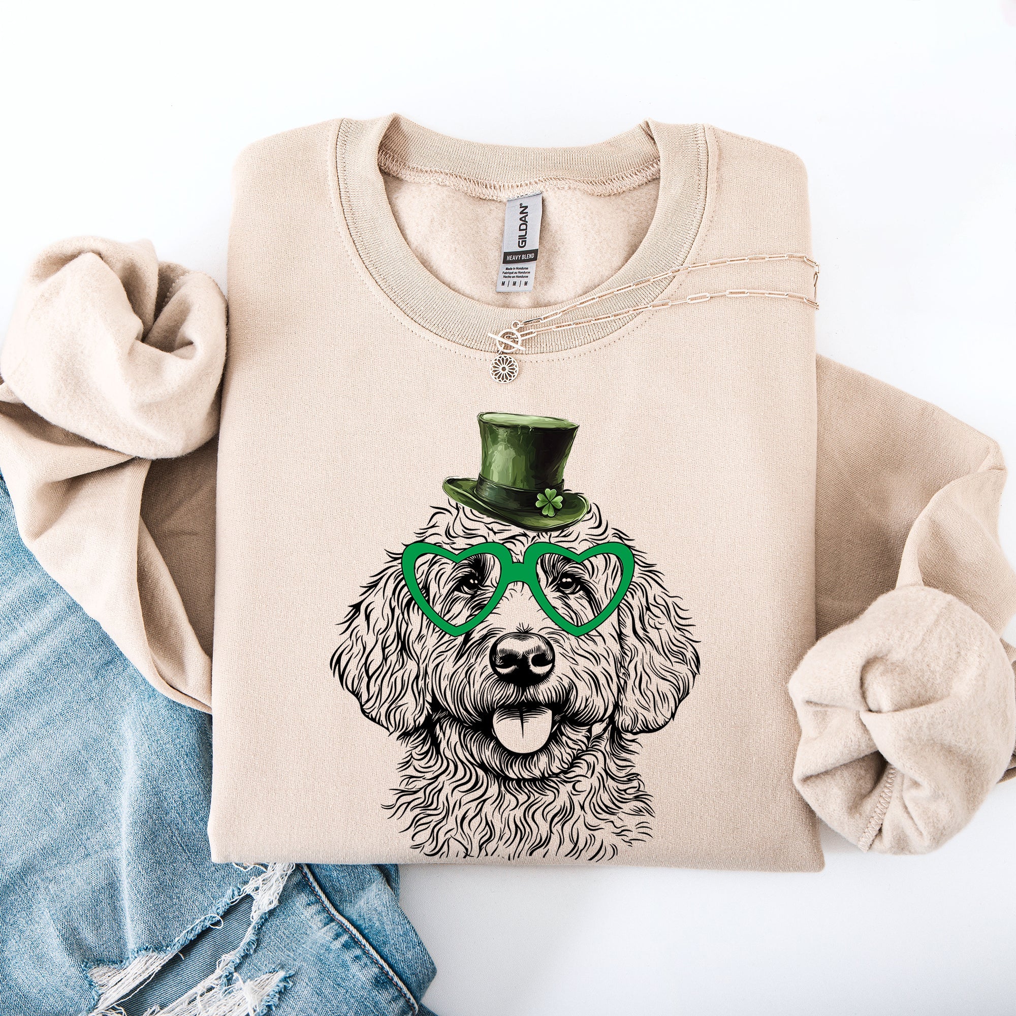 Goldendoodle Adorable Dog St Patrick's Day Irish Lucky Cozy Comfortable Sweatshirt