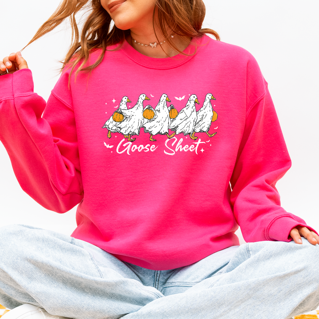 Goose Sheet Halloween Trick Or Treat Graphic Design For Cozy Seasonal Nights Sweatshirt