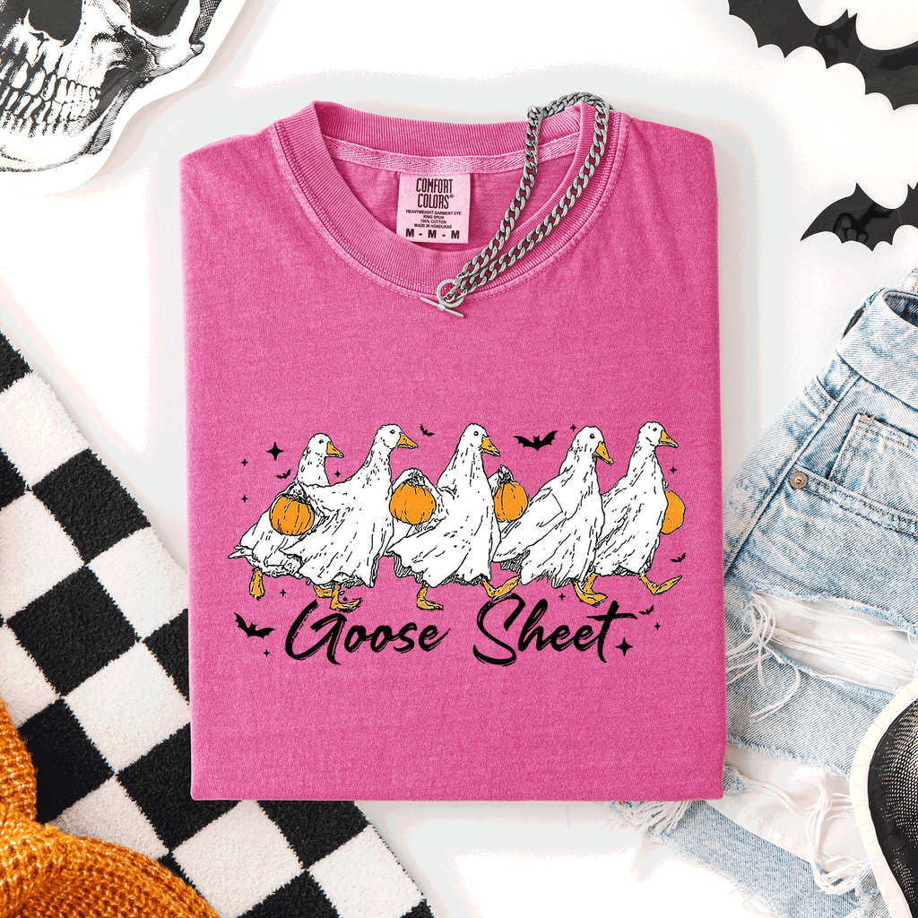 Goose Sheet Halloween Trick Or Treat Ghosts And Goblins Design Comfort Colors Tee