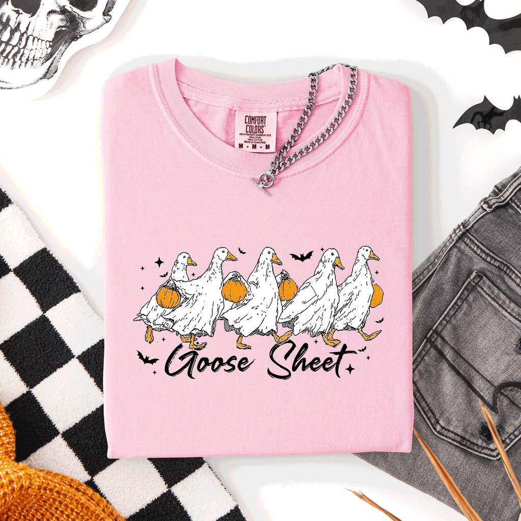 Goose Sheet Halloween Trick Or Treat Ghosts And Goblins Design Comfort Colors Tee
