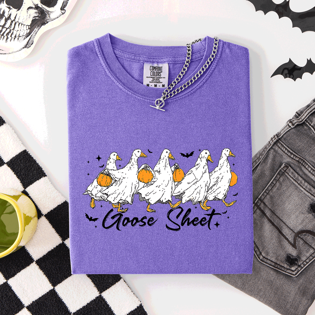 Goose Sheet Halloween Trick Or Treat Ghosts And Goblins Design Comfort Colors Tee