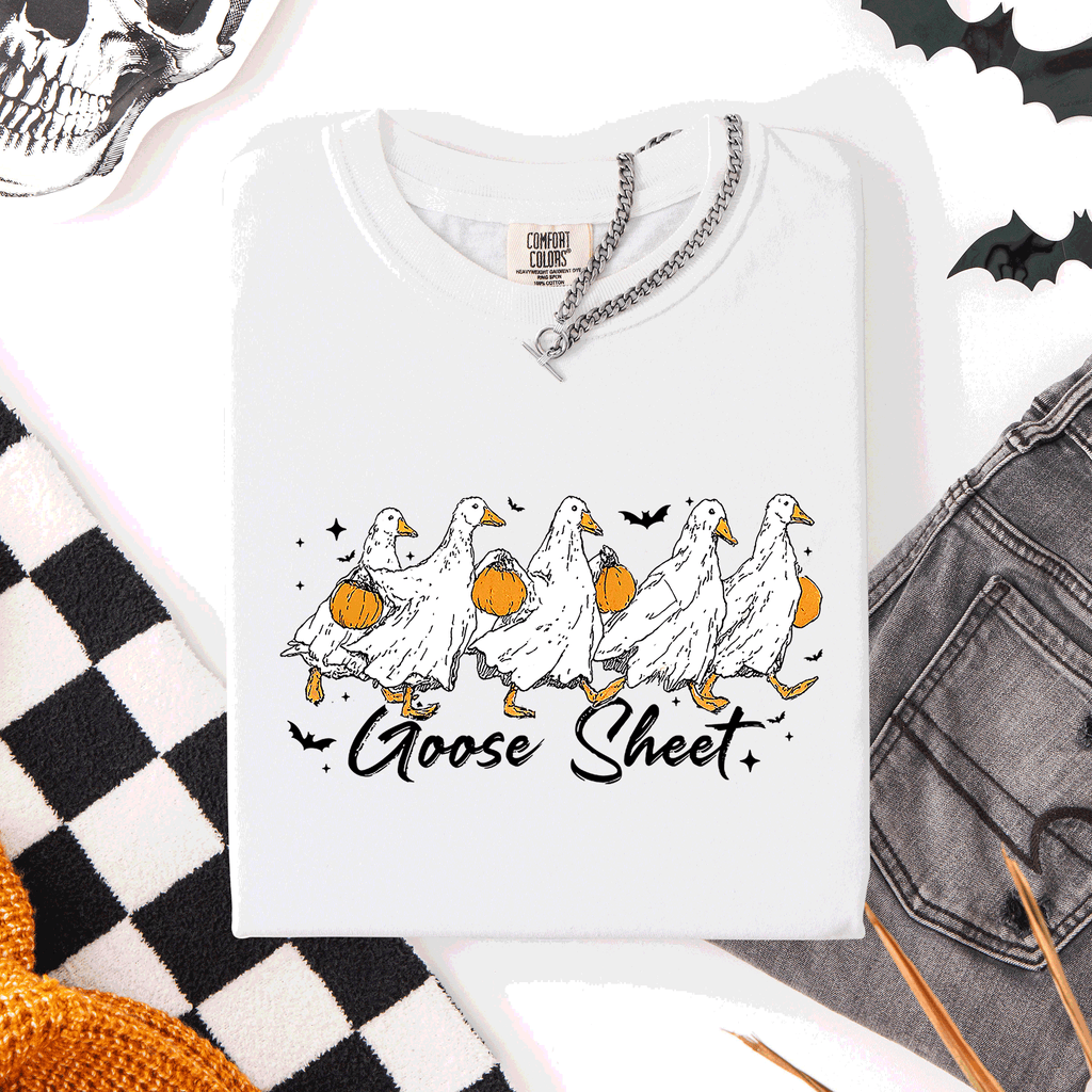 Goose Sheet Halloween Trick Or Treat Ghosts And Goblins Design Comfort Colors Tee