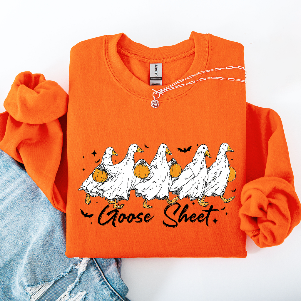Goose Sheet Halloween Trick Or Treat Graphic Design For Cozy Seasonal Nights Sweatshirt
