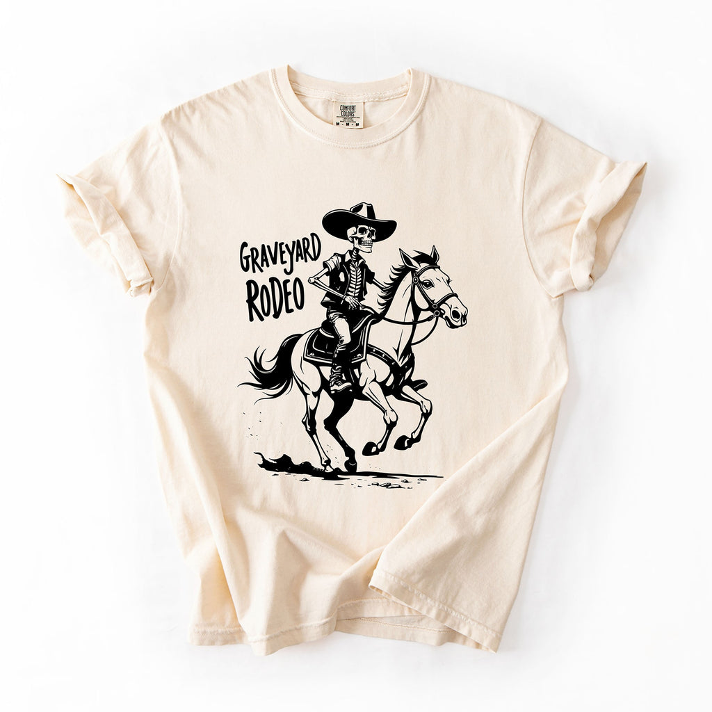 Graveyard Rodeo, Cowboy Skeleton, Halloween Comfort Colors Tee