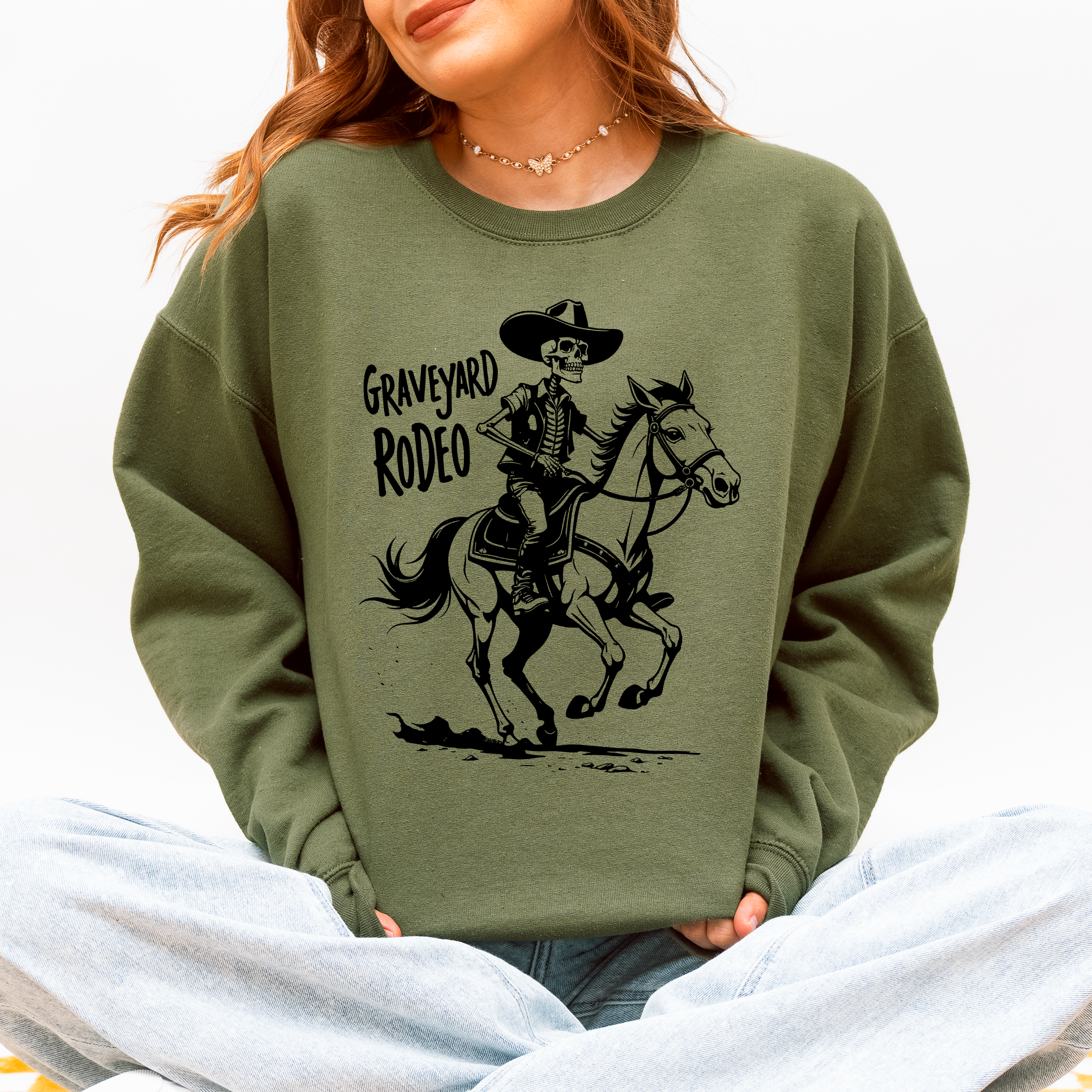 Graveyard Rodeo Cowboy Skeleton Sweatshirt