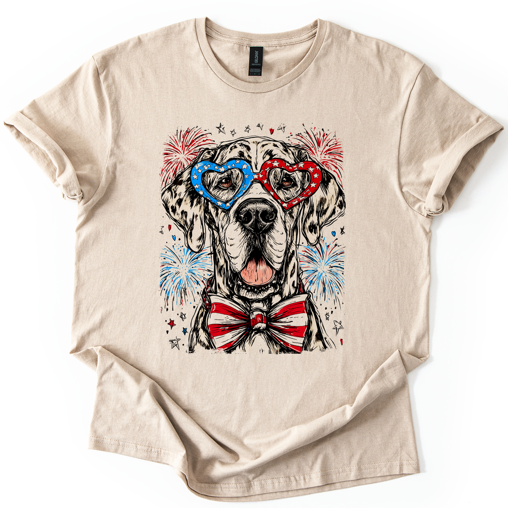 Great Dane Patriotic Dog USA Fourth Of July Pet Lover Celebrate Freedom Graphic Tee