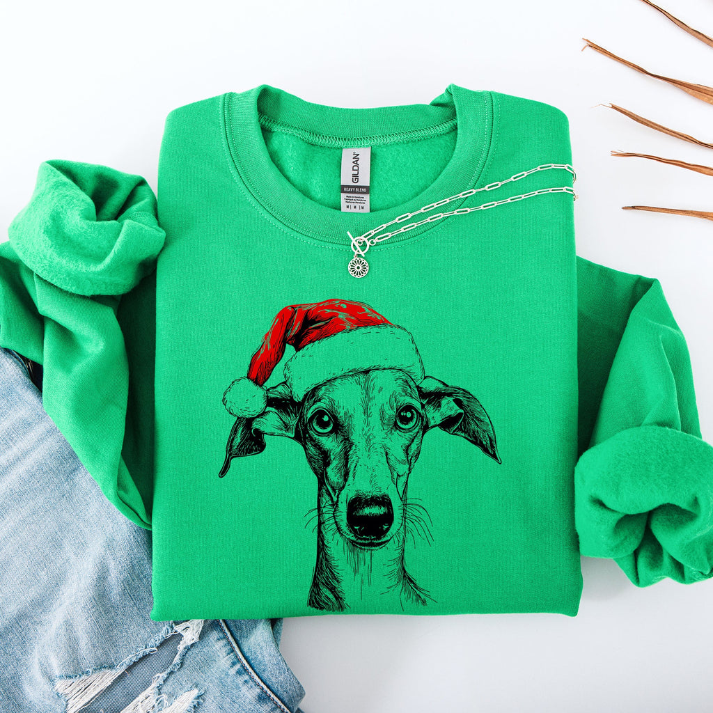 Greyhound Santa Christmas Dog Lover Pet Seasonal Festive Cozy Holiday Motif Sweatshirt