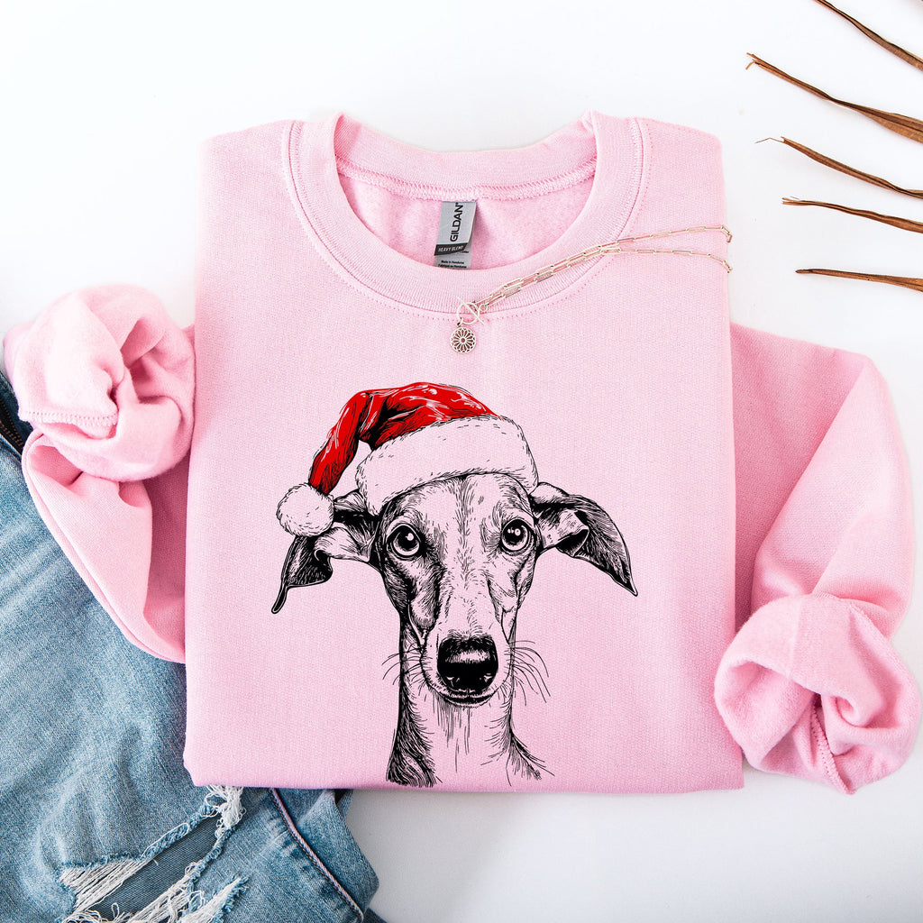 Greyhound Santa Christmas Dog Lover Pet Seasonal Festive Cozy Holiday Motif Sweatshirt