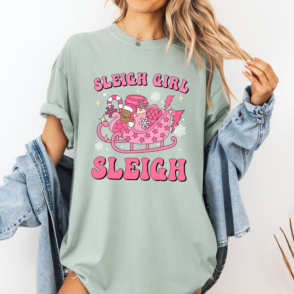 Groovy Sleigh Girl Sleigh Christmas Coffee Winter Snow Xmas Holiday Comfort Colors Tee