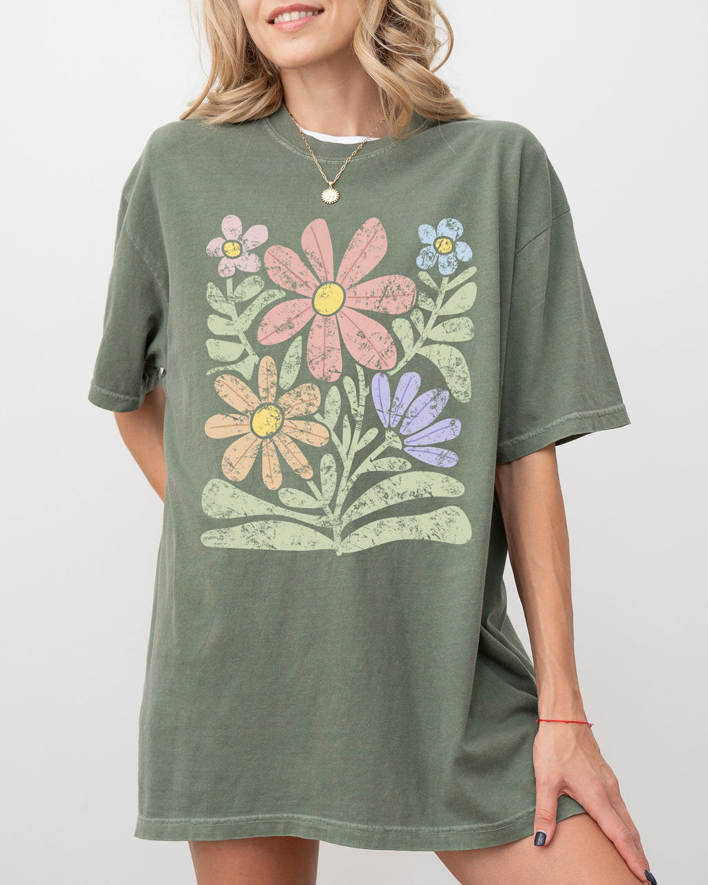 Groovy Gorgeous Abstract Flowers Boho Floral Design Summer Vibes Gardening Festival Nature Inspired Comfort Colors Tee