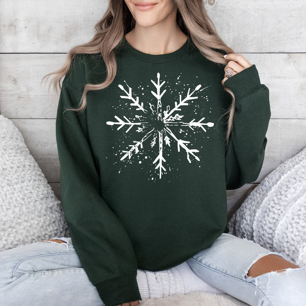 Snowflake Winter Cozy Nighttime Snowflake Pattern Across Winter Wonderland Sweatshirt