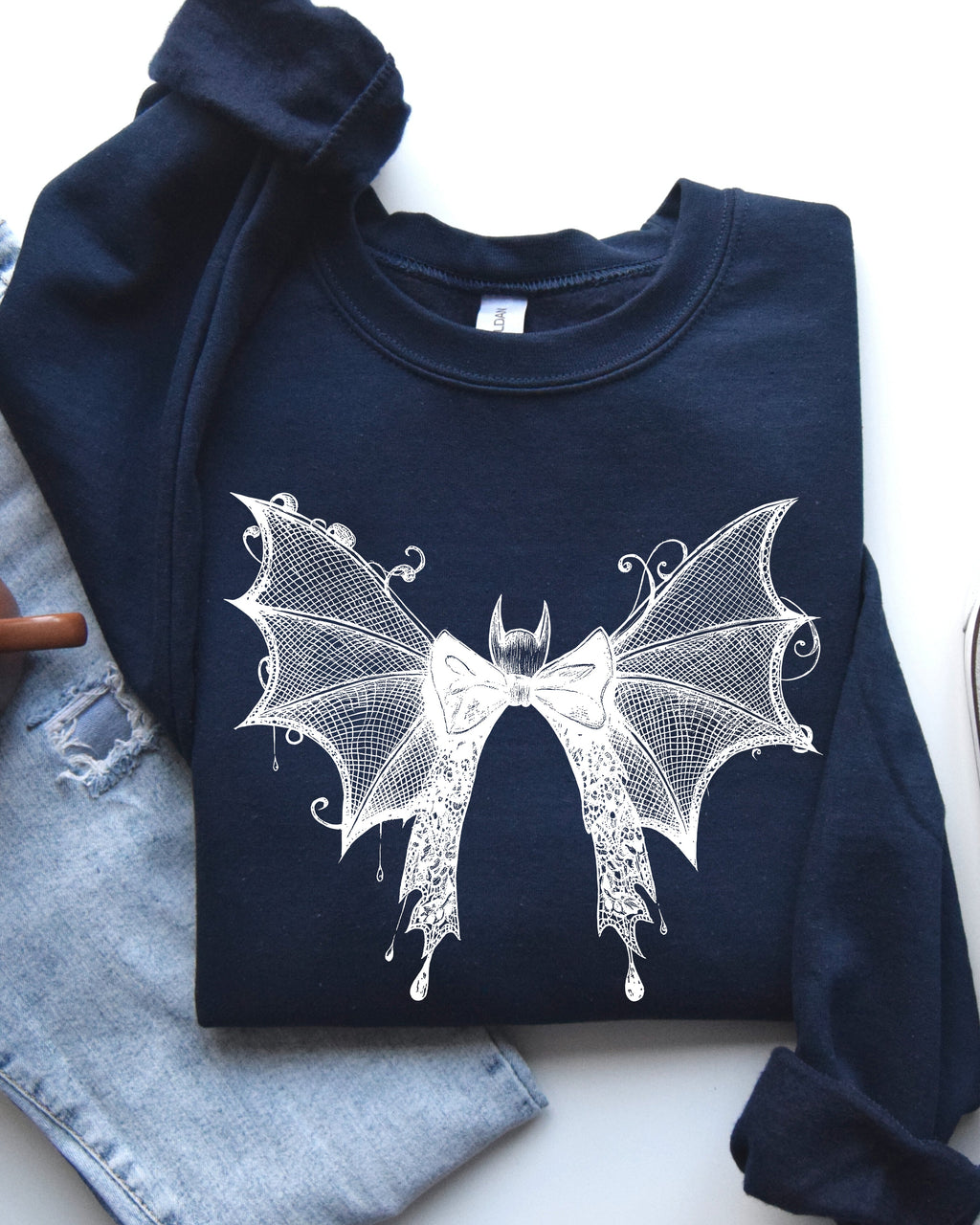 Halloween Bat Lace Gothic Spooky Witch Motif Fashion Statement For Midnight Lovers Sweatshirt