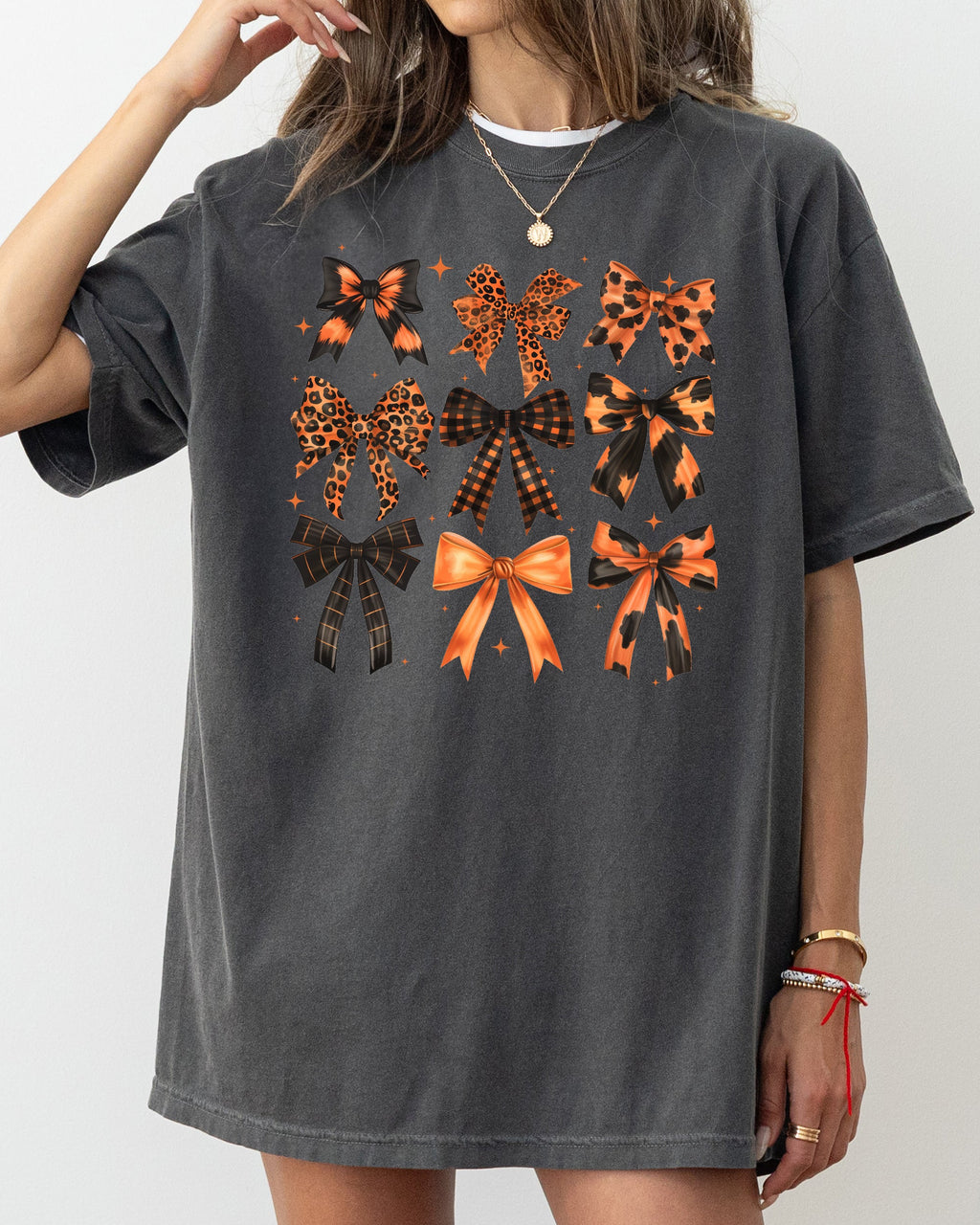 Halloween Bows Girly Ribbons Coquette Spooky Autumn Fall Thanksgiving Comfort Colors Tee